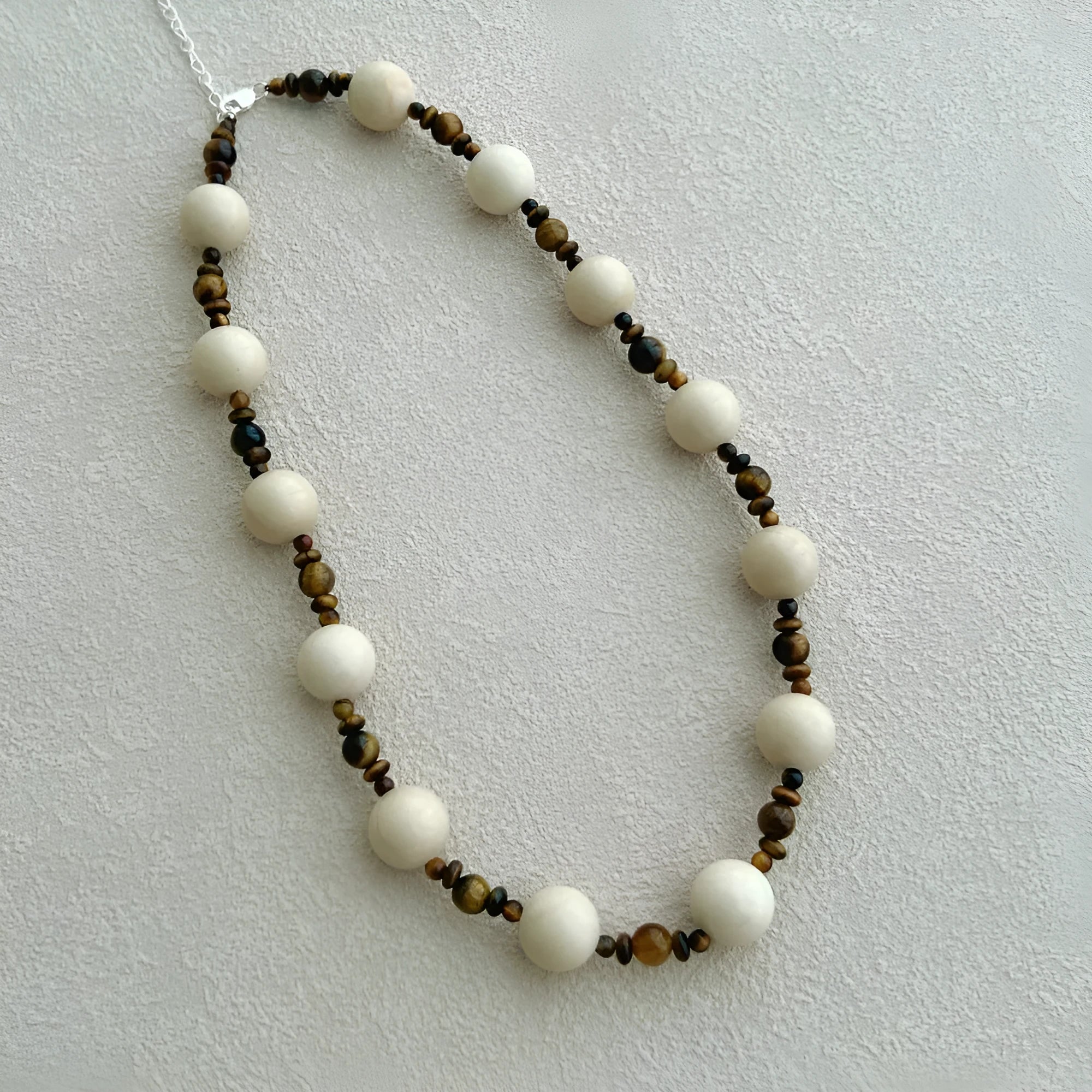 Round beads 925 silver necklace for women with electroplated silver finish