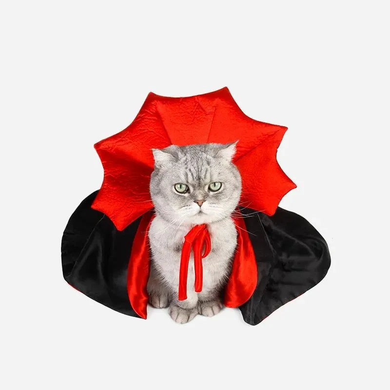 Halloween vampire cloak costume for small pets in three sizes with back length measurements