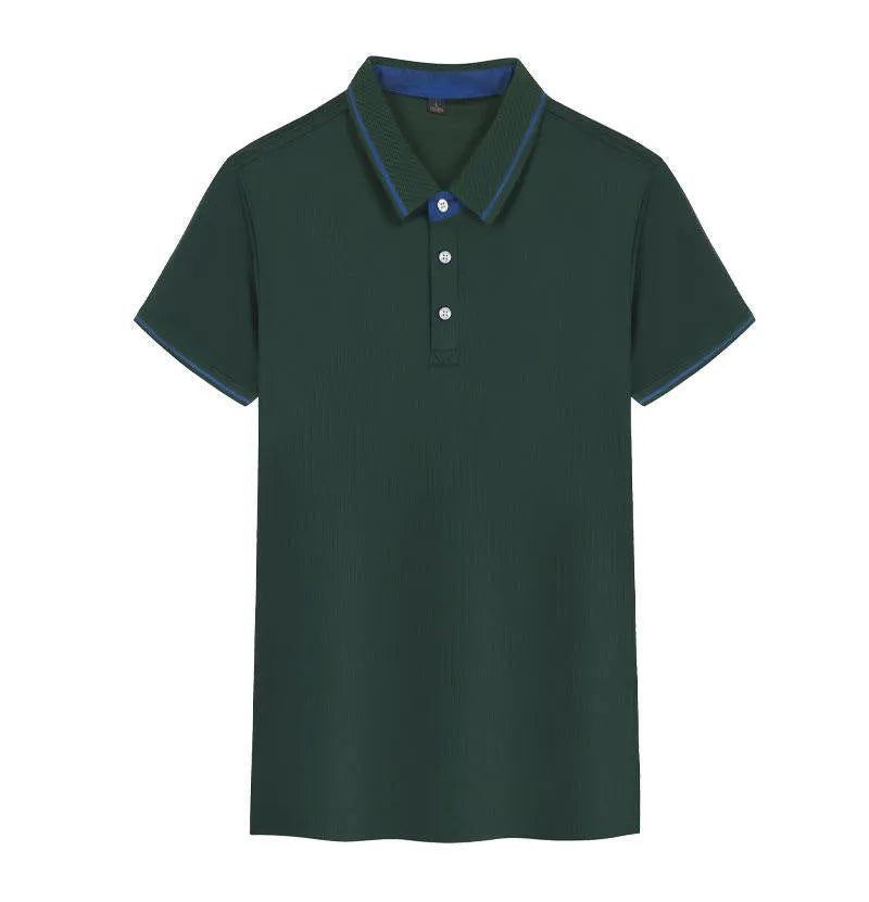 Men's quick-drying work polo shirt with asymmetrical details and loose Korean-style fit