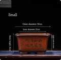 Extra large Chinese style purple clay flower pot in antique carved square design