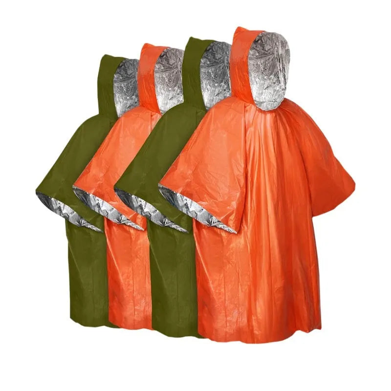 Marathon Wild Cross-country Raincoat in Orange and Army Green colours, showing size 100cm x 130cm.