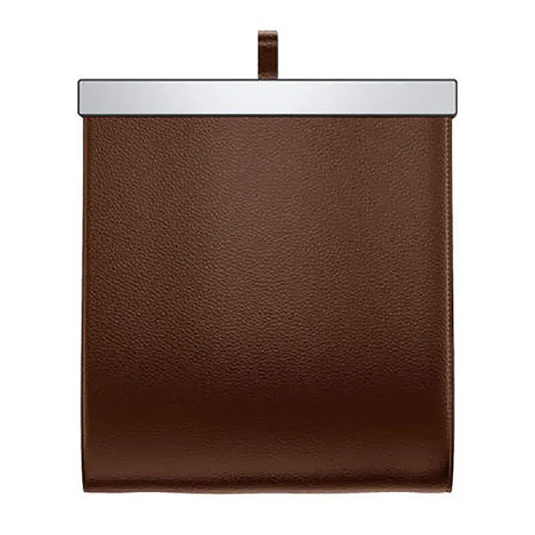 Leather waterproof car garbage bag hanging with foldable design in black