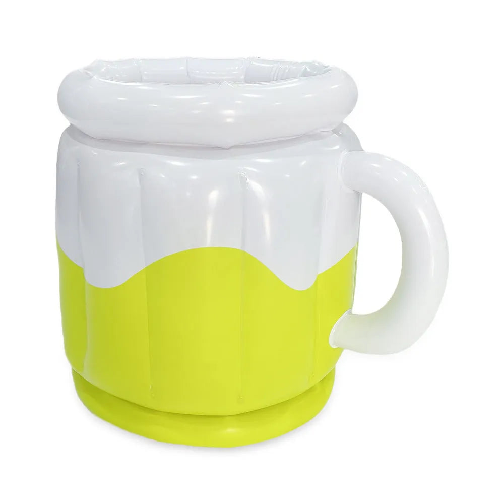 Yellow PVC inflatable ice bucket designed for outdoor parties and camping trips