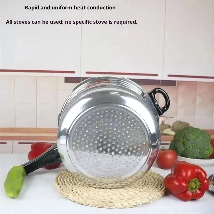 White 22cm 5L aluminium alloy pressure cooker with double-sole bottom for gas and induction hobs