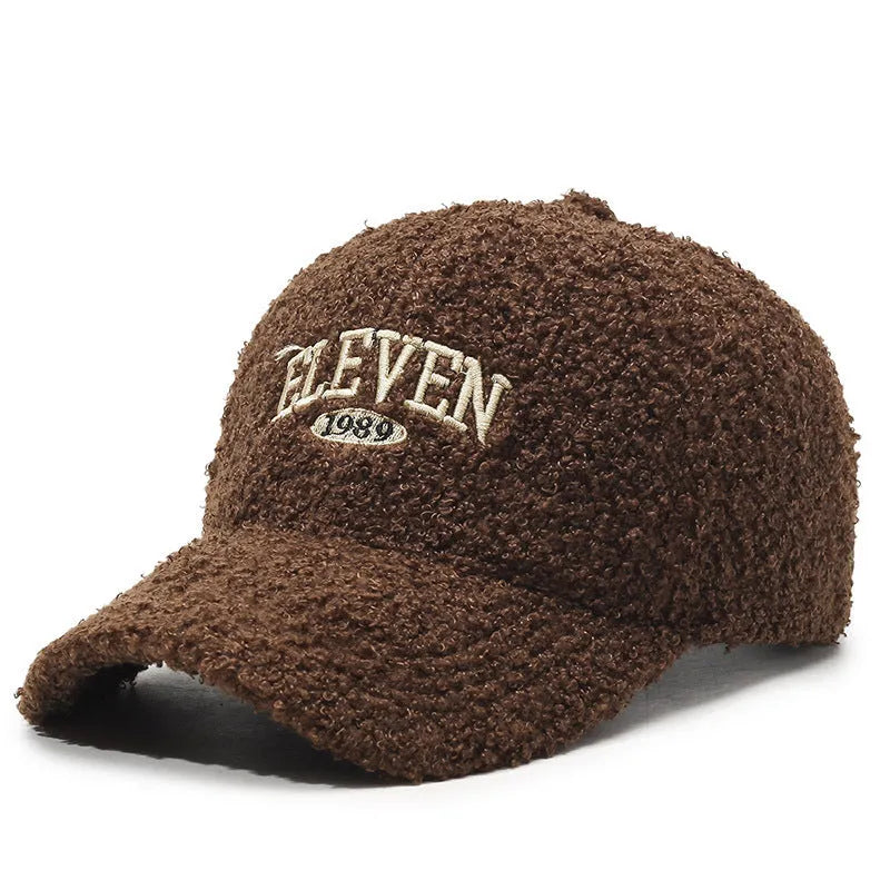 Winter lambskin baseball cap with dome crown in adjustable size showing colour options