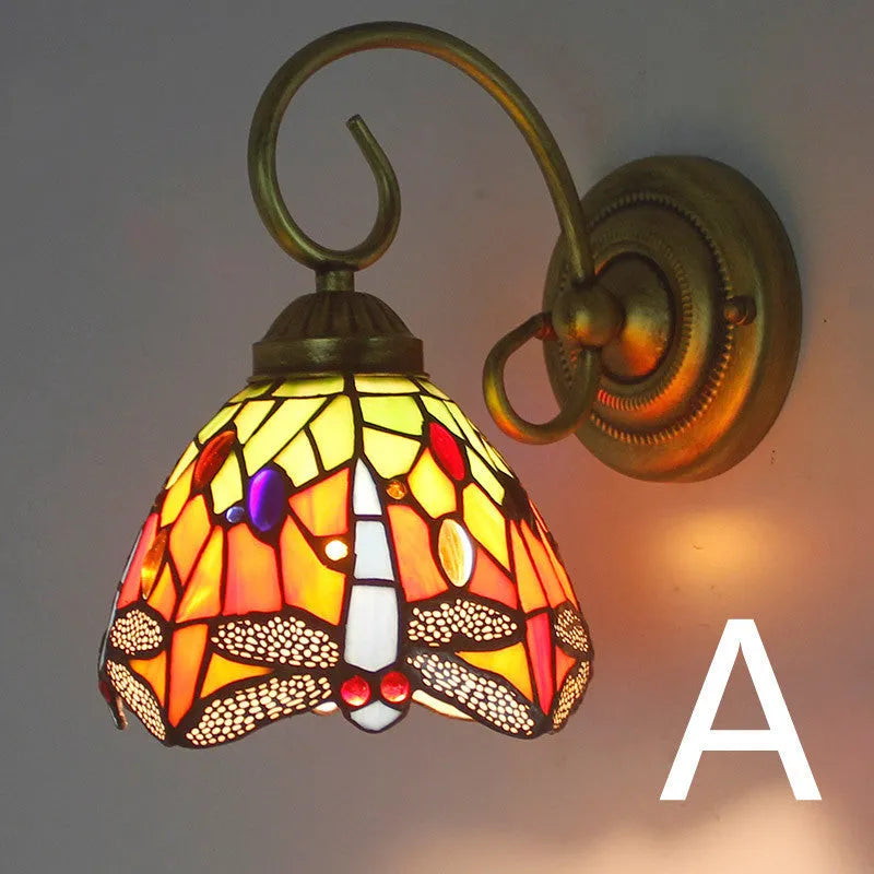 A simple modern stained glass wall lamp for corridors, shown in one of six available coloured styles.