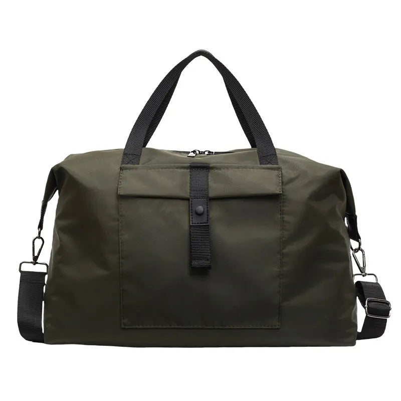 One-shoulder travel bag in oxford cloth with 36-55 litre capacity shown in grey colour