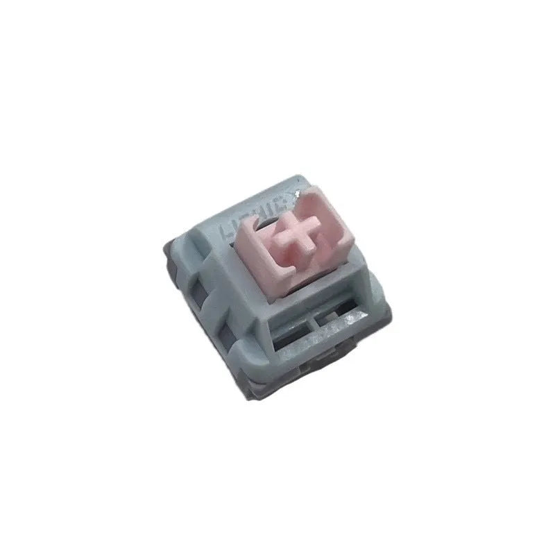 Four Dew Axis-4 colour custom mechanical keyboard switch bottom housings with visible spring and shaft core.