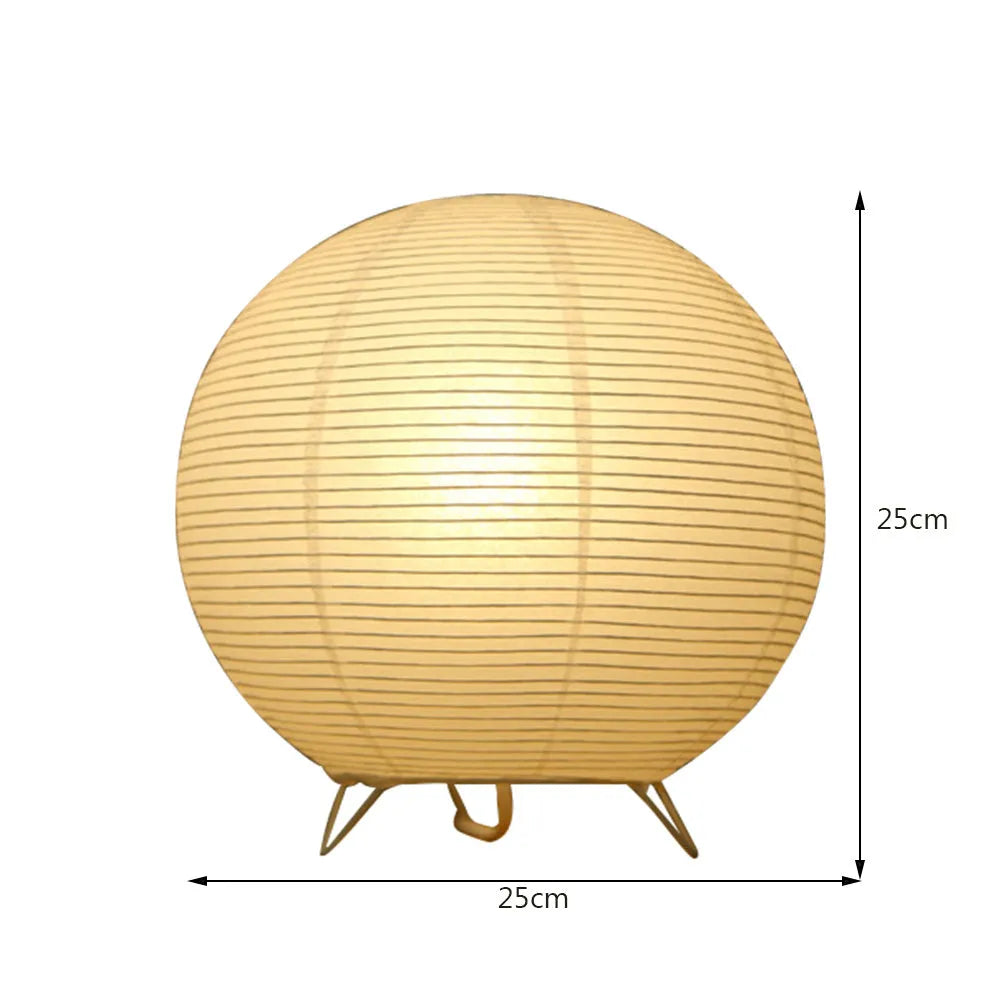 White handcrafted rice paper table lamp with plug for bedside or desk use