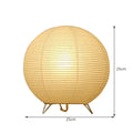 White handcrafted rice paper table lamp with plug for bedside or desk use