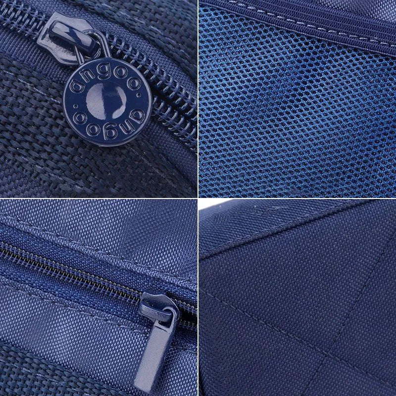 Oxford cloth canvas pencil case with double zipper closure in large capacity design for stationery storage
