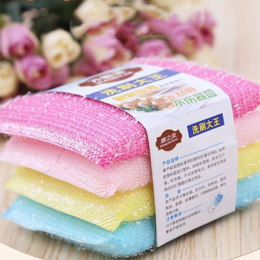 Macaron coloured pinstripe fabric dishwashing sponge mop for wet and dry cleaning.