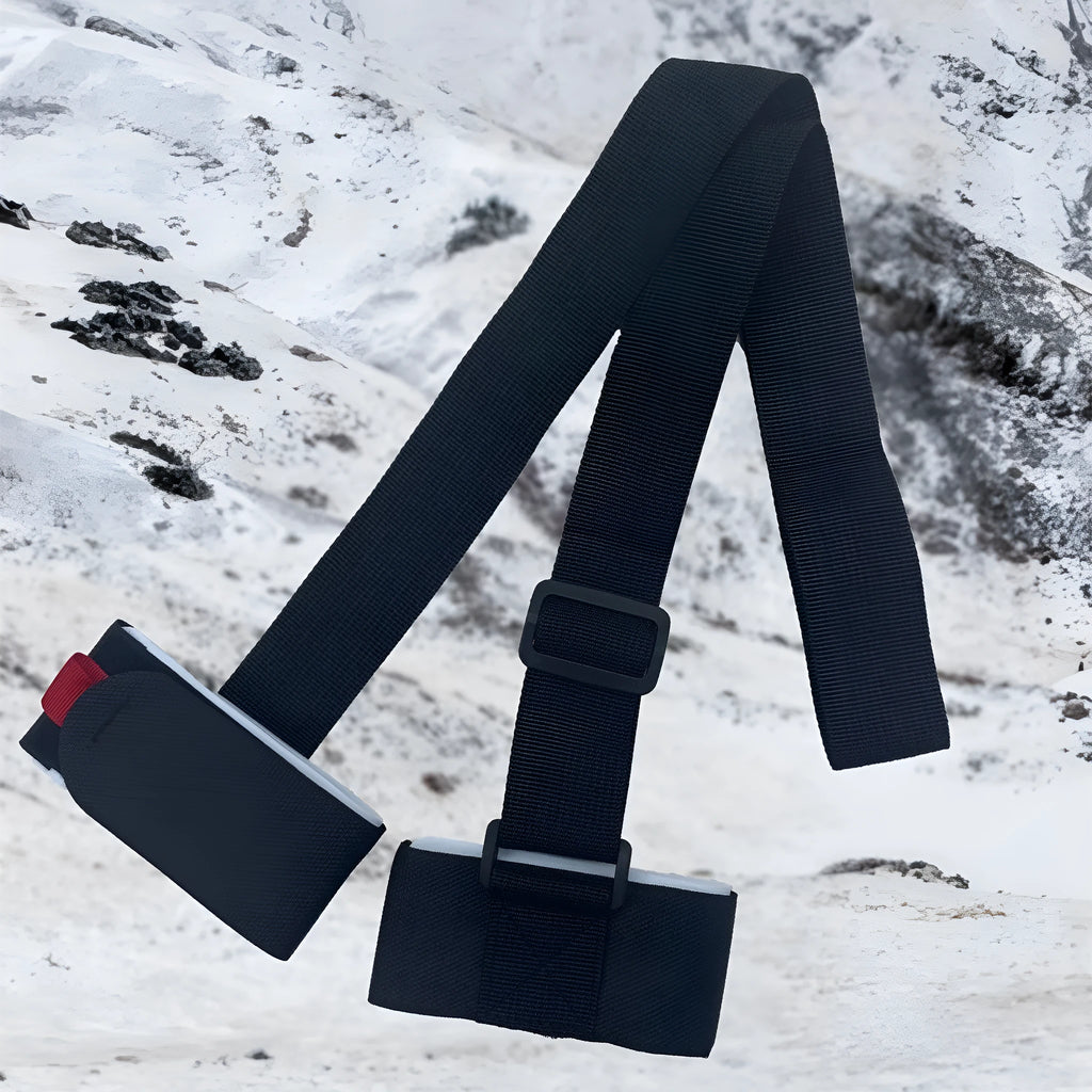 Adjustable skiing bandage with shoulder strap and hook-and-loop fastening in multiple colour options
