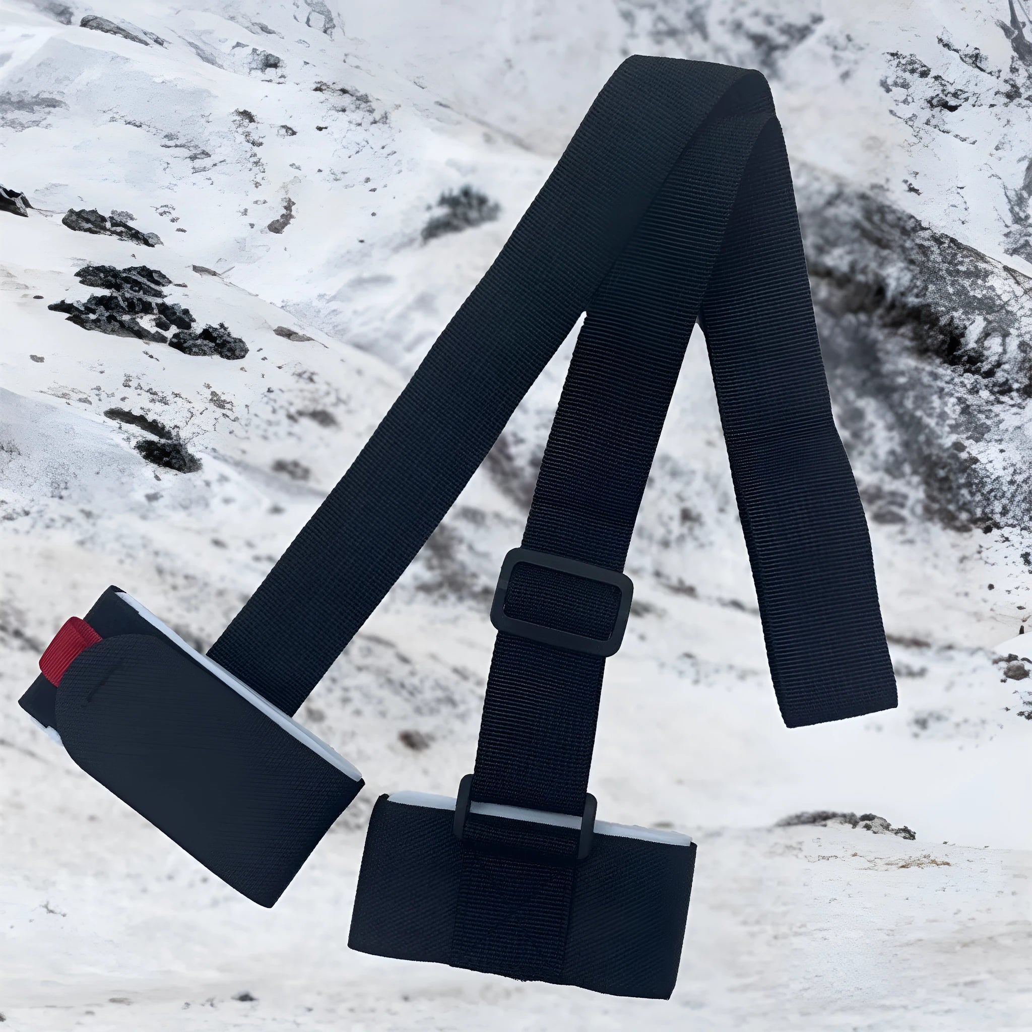 Adjustable skiing bandage with shoulder strap and hook-and-loop fastening in multiple colour options
