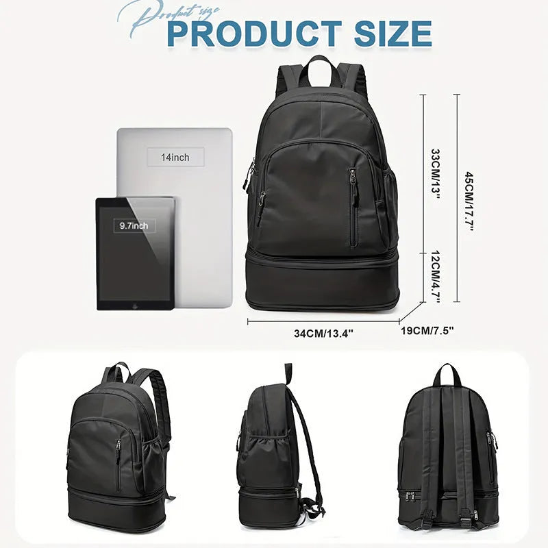 Women's casual travel backpack in solid colour with contrast stitching and adjustable curved shoulder straps