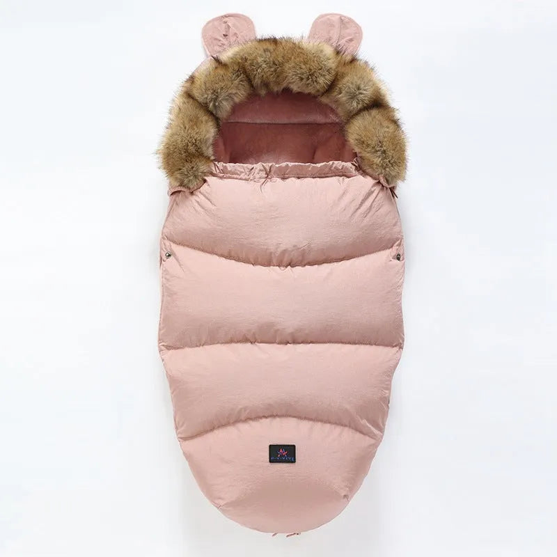 Detachable baby sleeping bag for strollers in cotton blend fabric, shown in a colour option.