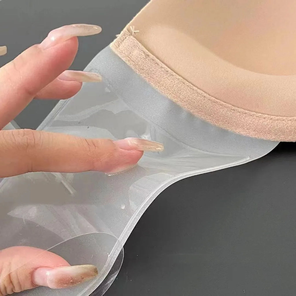Strapless adhesive push up bra in skin colour with cotton lined mould cup and steel ring