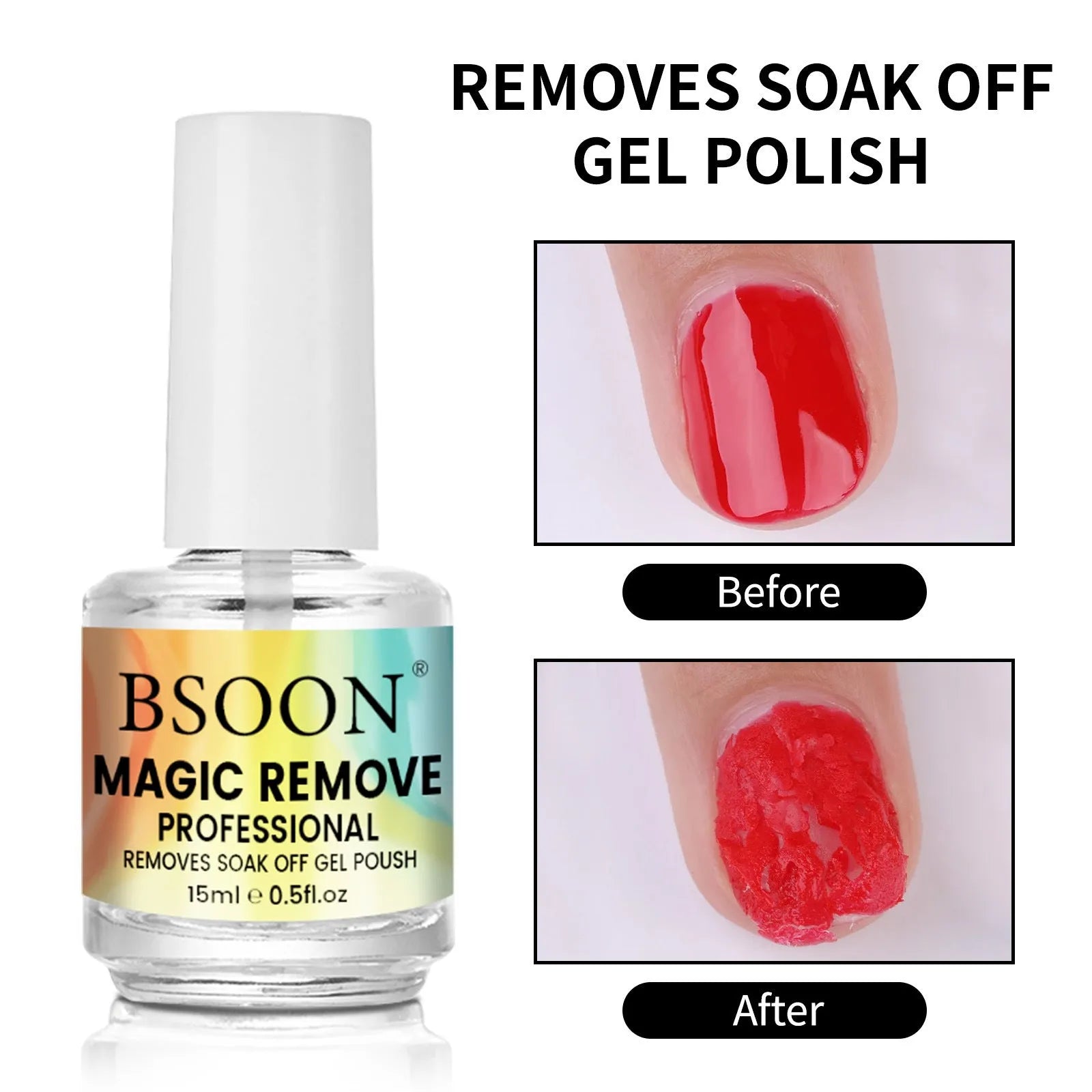 Nail dispergator 15ml bottle and cotton cloth for removing fake nails and nail polish