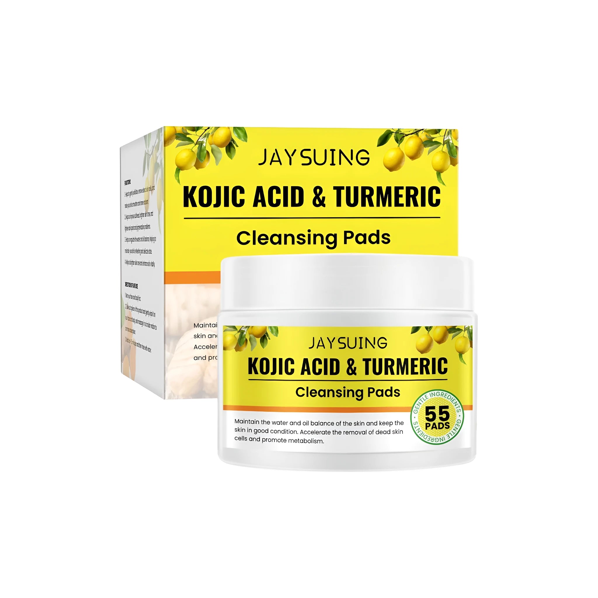 Pack of 55 turmeric curcumin acid cleansing pads for facial skincare