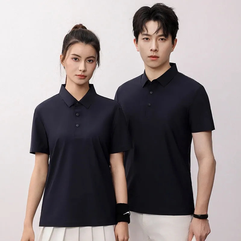 Men's seamless loose-fit brocade polo shirt in sky blue for summer sports.