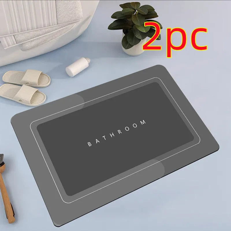 Modern diatom mud floor mat with natural rubber base in blue colour option
