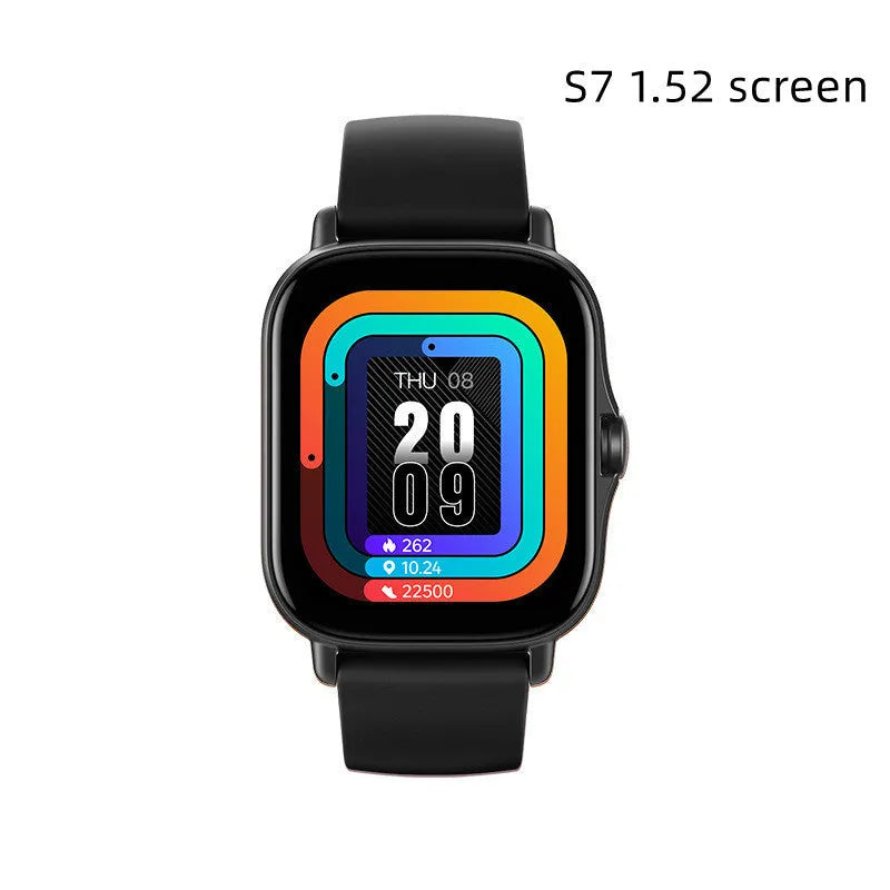 GT20 smartwatch in black with alloy case and silicone strap showing heart rate monitoring on screen.