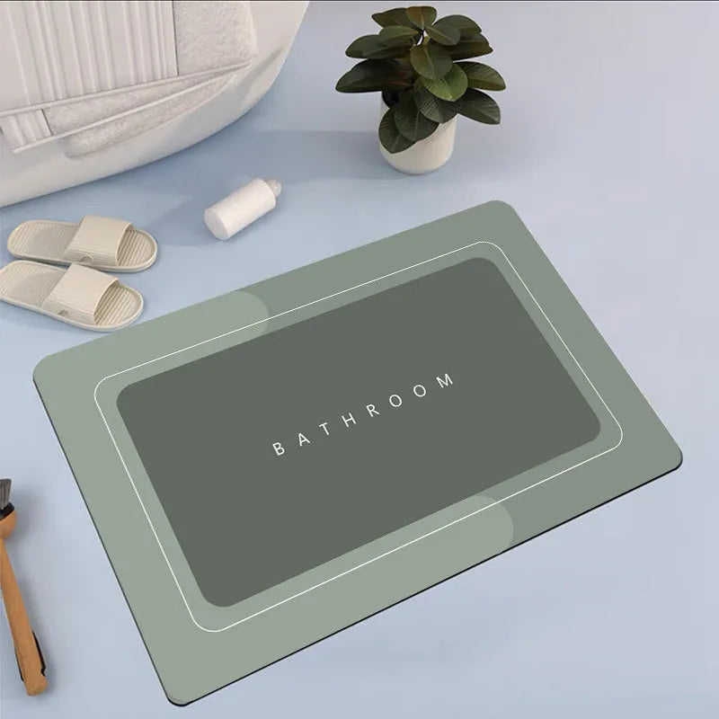 Modern diatom mud floor mat with natural rubber base in blue colour option