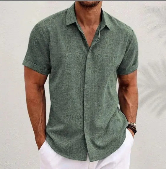 Men's light grey business casual lapel cardigan with long sleeves and loose fit design