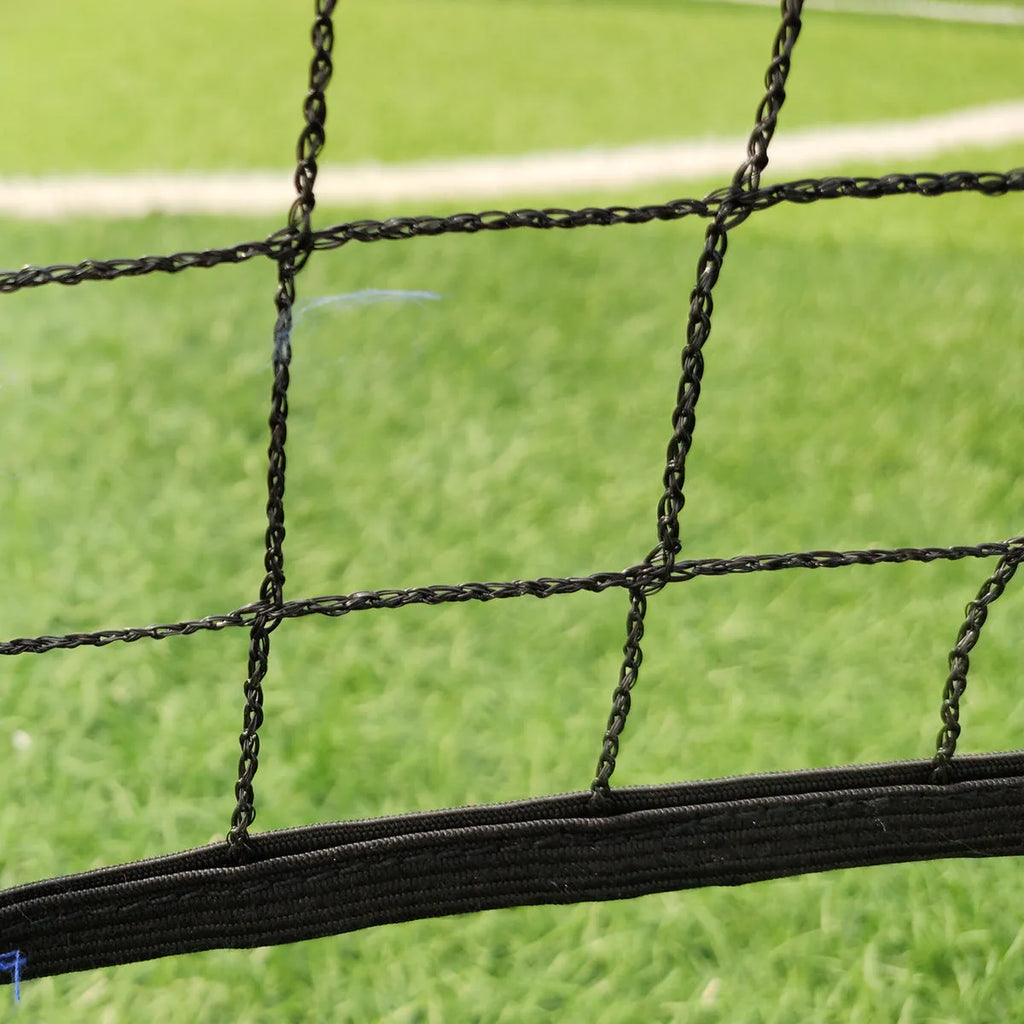 Portable folding badminton bracket support frame and net in four available sizes.