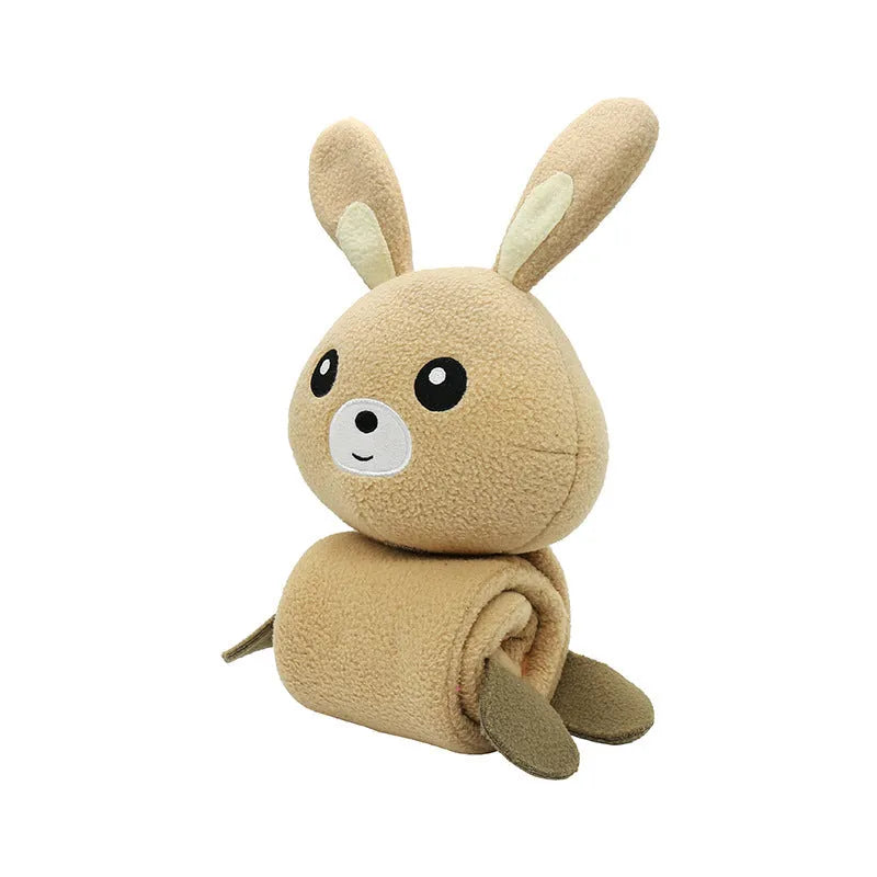 65cm plush dog training toy in poached bunny colour with food hiding compartments