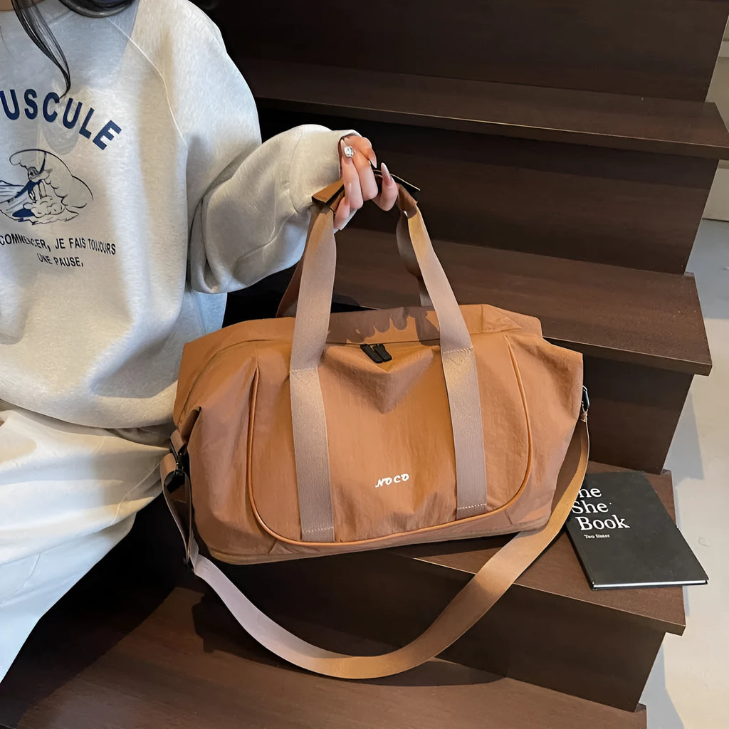Oxford cloth crossbody bag in milky white colour for yoga and leisure travel
