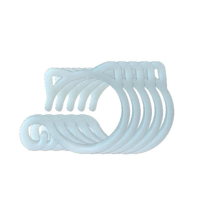 Small red cat-shaped plastic clip for plants on a white background.