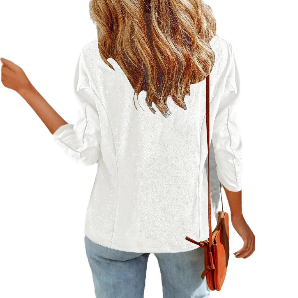 Slim-fitting women's cardigan jacket in black, white, or wine red.