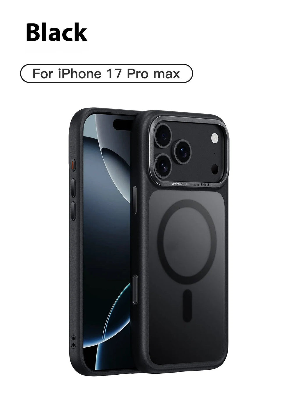 Frosted magnetic protective case for iPhone 17 shown in desert gold colour, displaying textured anti-fingerprint finish.