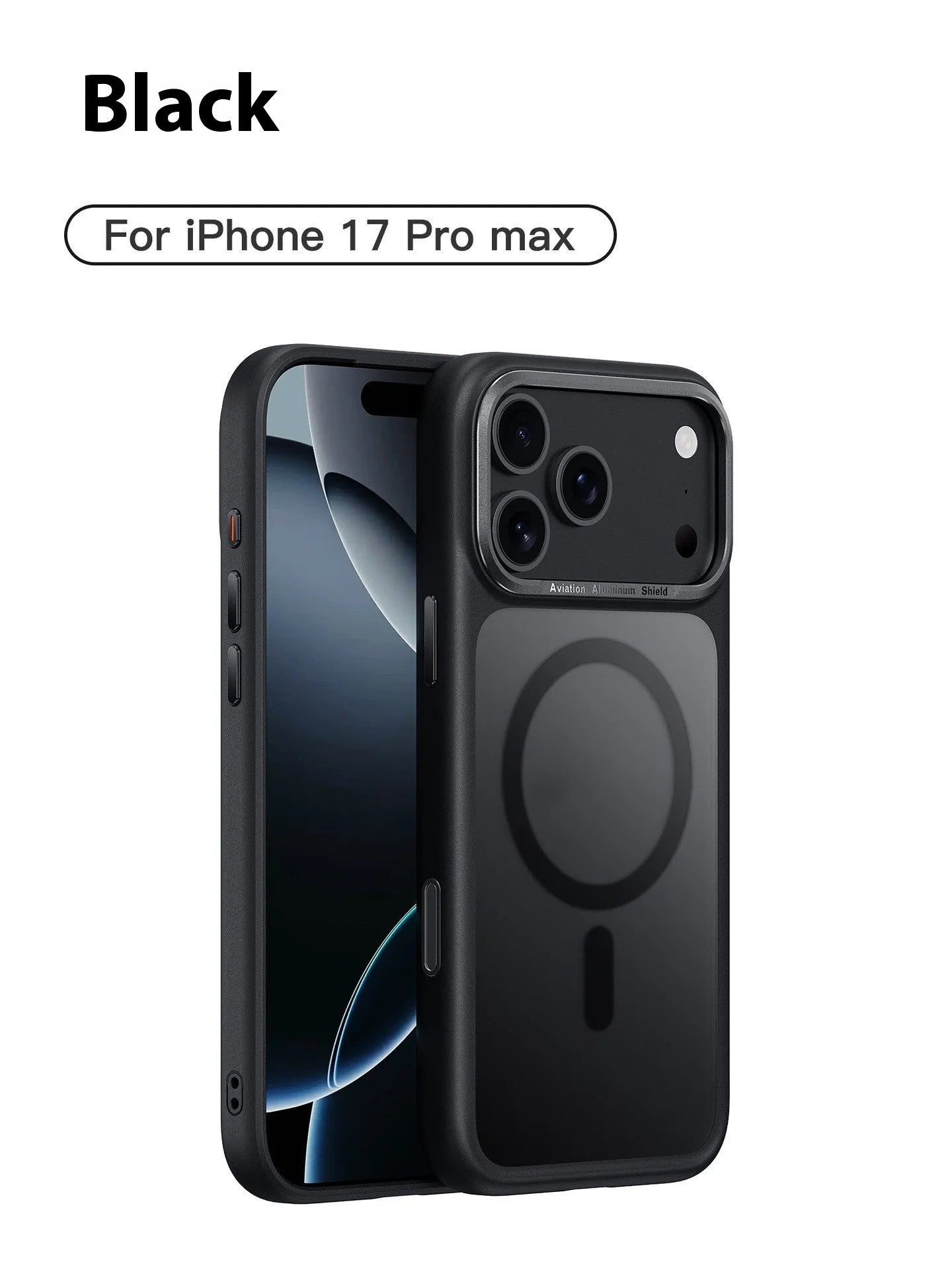 Frosted magnetic protective case for iPhone 17 shown in desert gold colour, displaying textured anti-fingerprint finish.