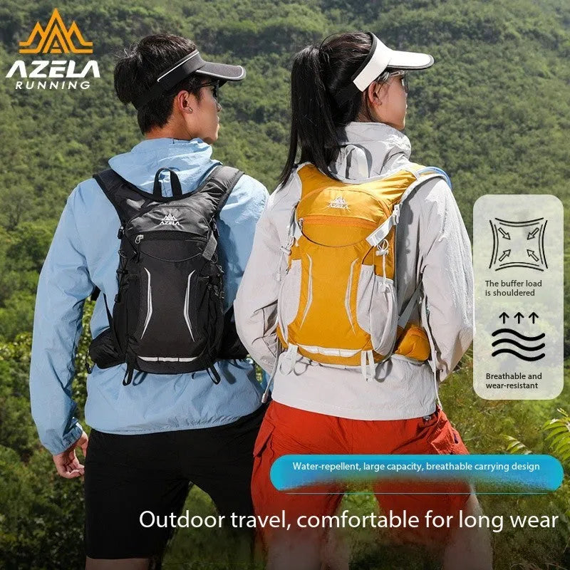 AZELA Lightweight Hydration Backpack with breathable mesh back panel in outdoor setting