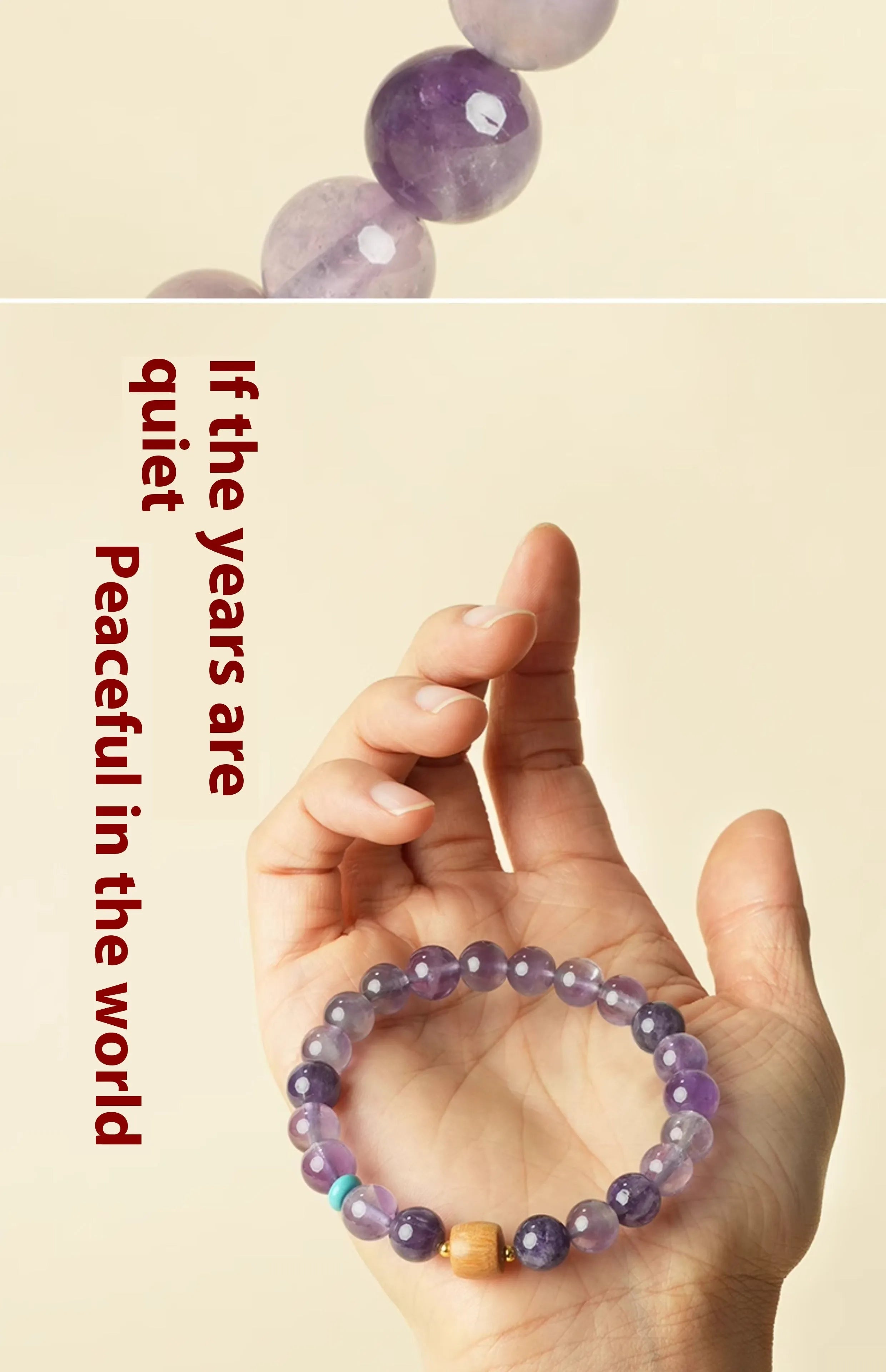 Purple amethyst crystal bracelet with round beads in natural style