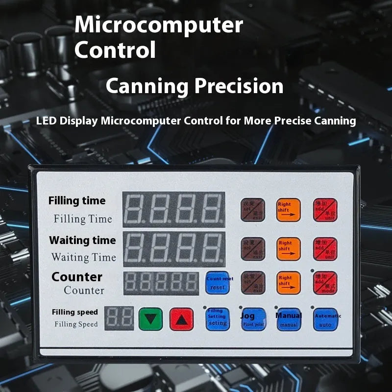 CNC automatic quantitative liquid filling machine GFK-280 on a workbench with digital display.