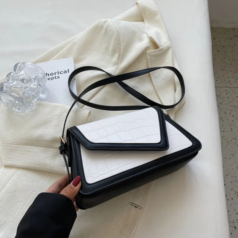 Stone pattern square shoulder bag in PU material with urban simplicity style