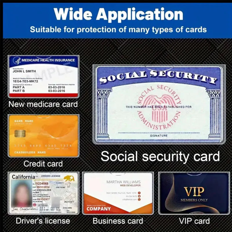 Transparent PVC waterproof ID card holder for social security cards and bus passes