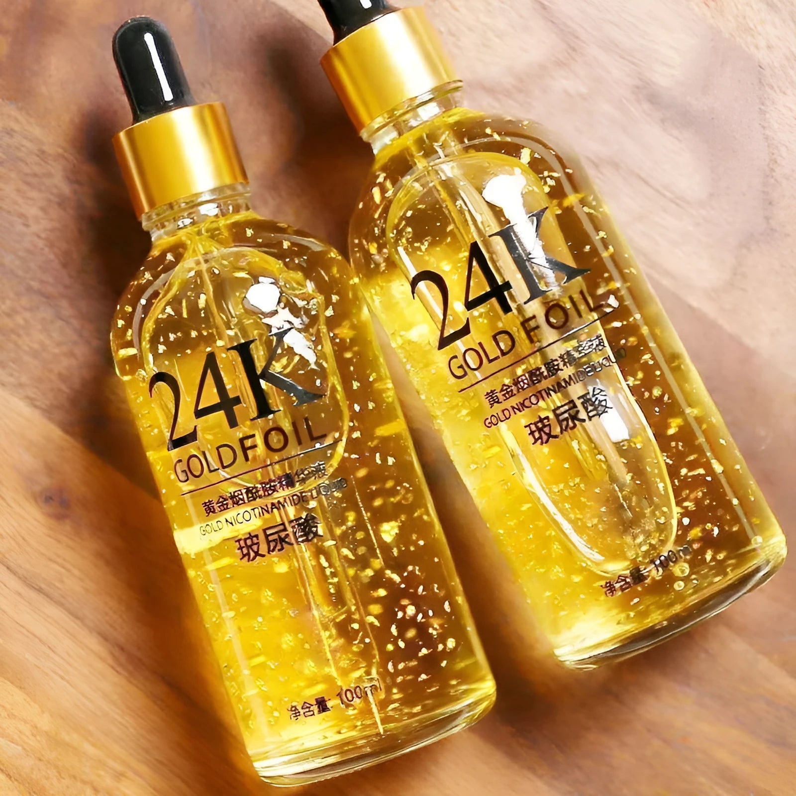 24K gold nicotinamide hyaluronic acid facial essence liquid with ginseng for skincare