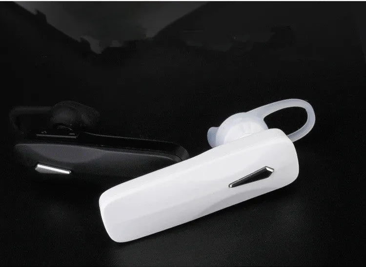 M163 car Bluetooth headset in black or white with control buttons for calls and music