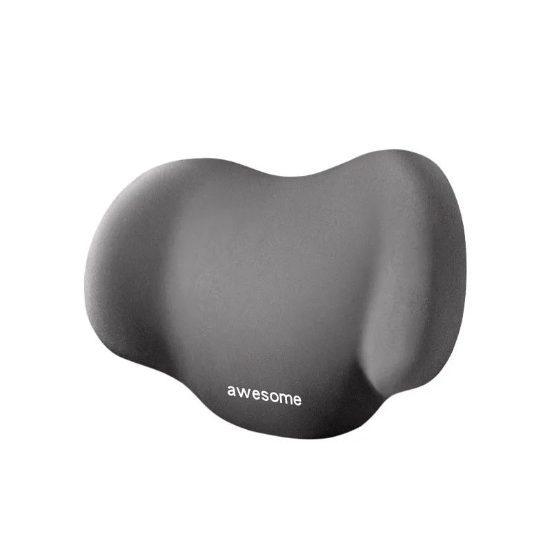 Grey and black memory foam car headrest and lumbar support pillows with cotton covers