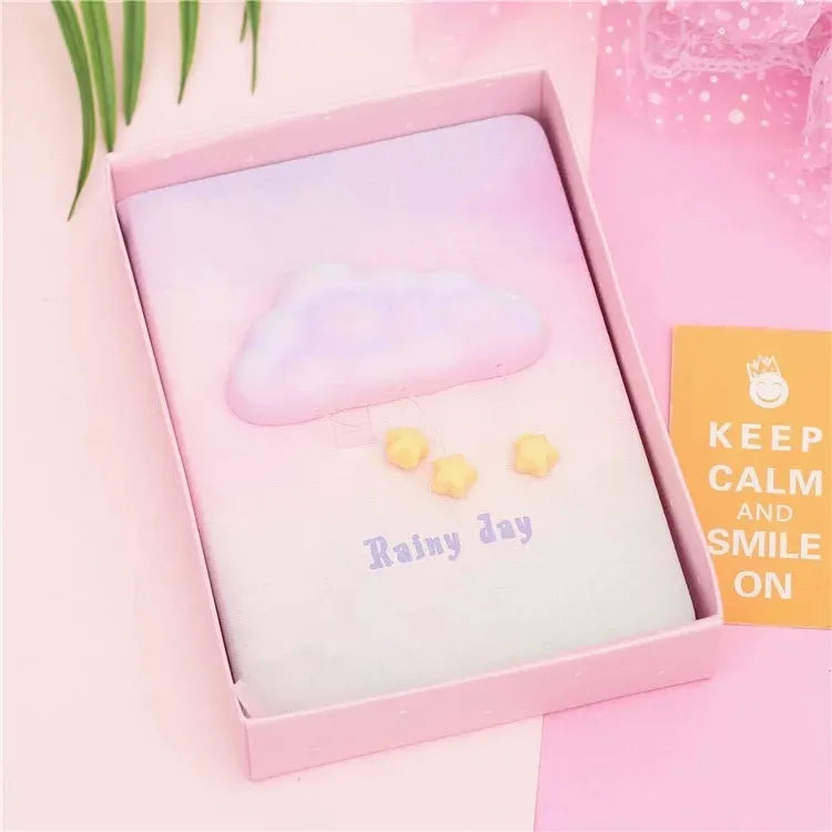 Cloud Bubble Light Notebook with imitation leather cover, wireless binding, and 12x17 cm paper pages in Love or Star colour