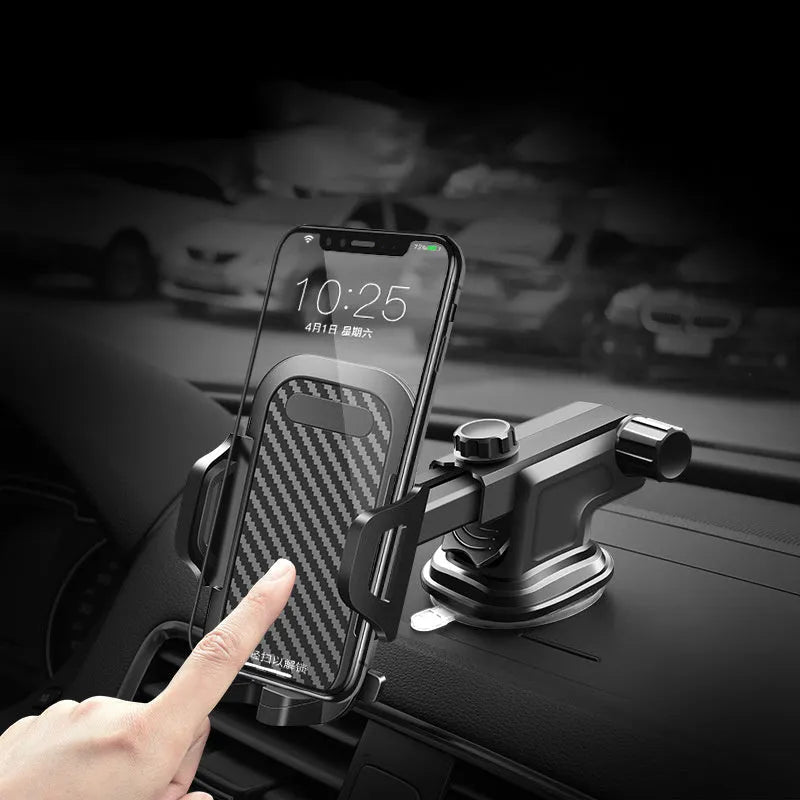 Black car phone holder for mobile devices between 4.0 and 7.0 inches wide
