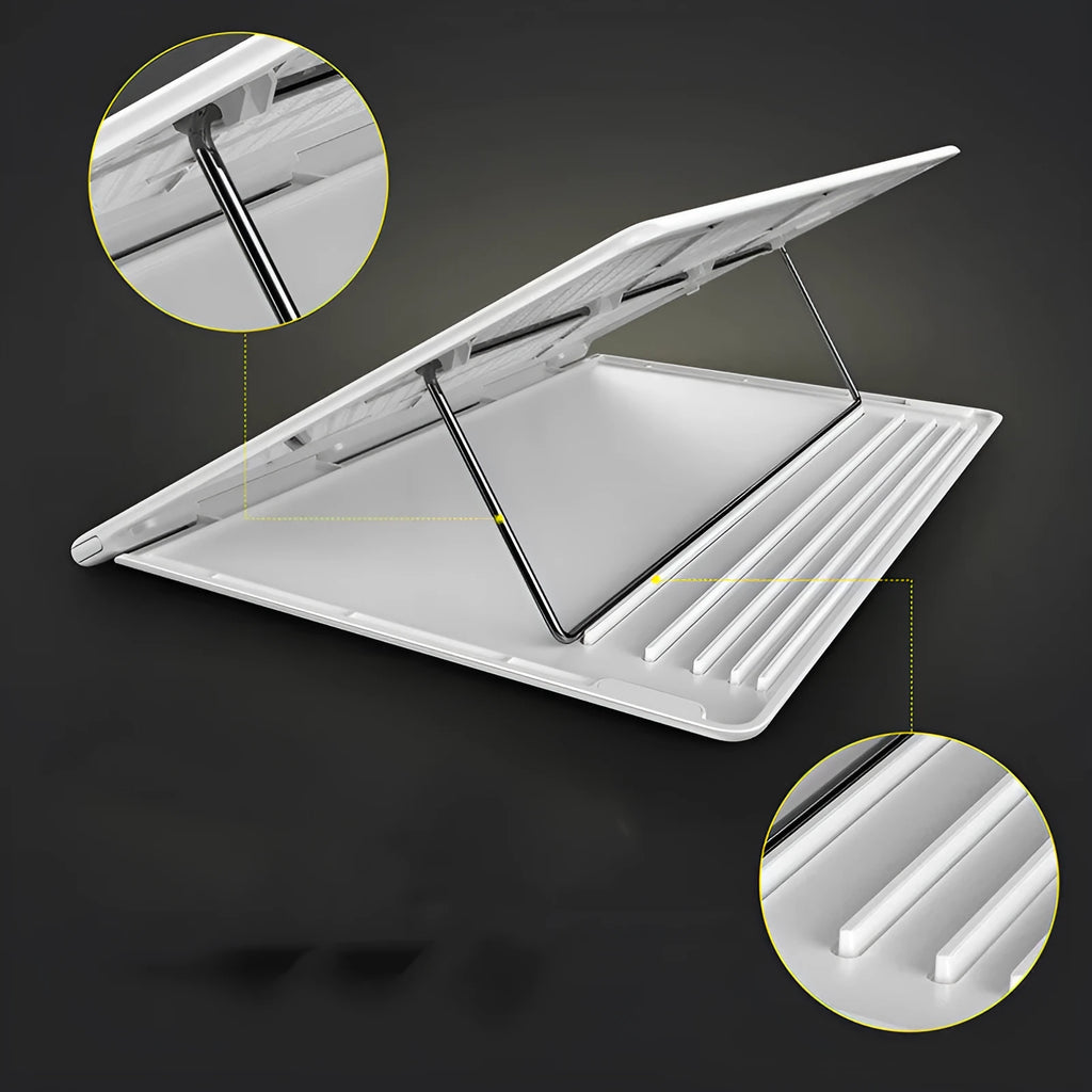 Dongdong portable alloy notebook stand for laptops up to 16 inches in black or white colour