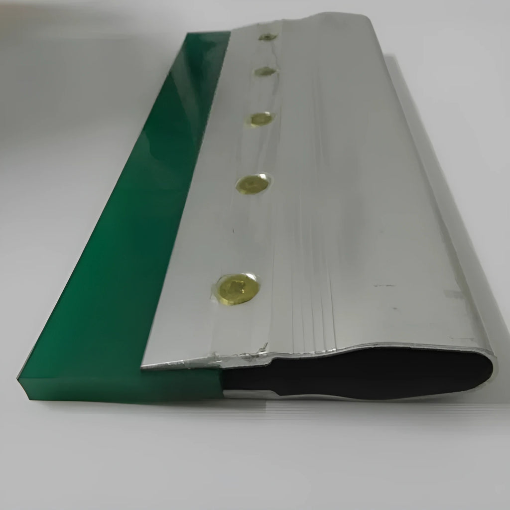 Green handled aluminium alloy scraper measuring 50cm long with 10cm wide thickened silk screen surface