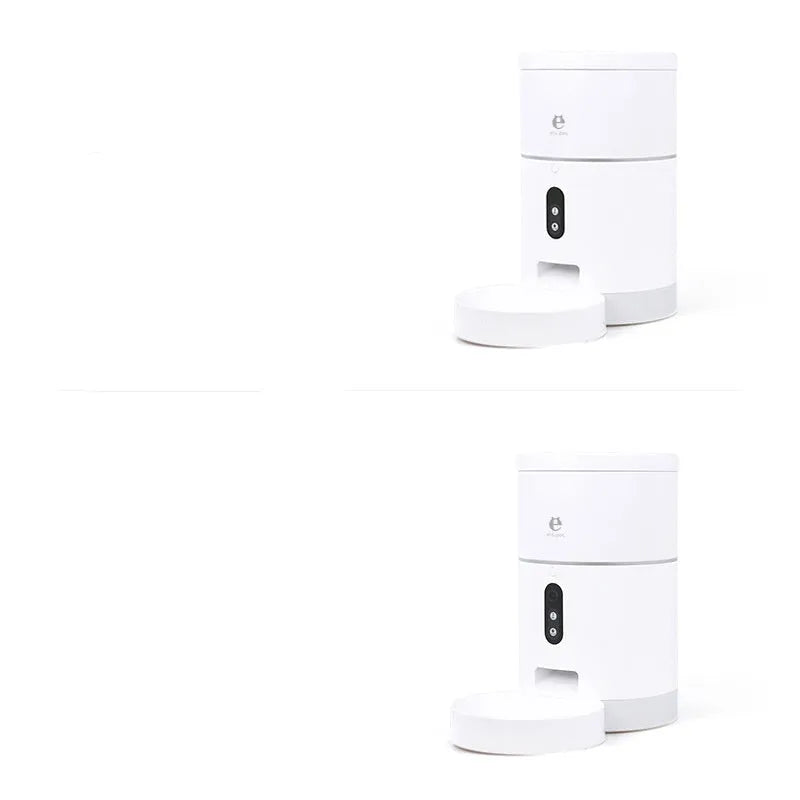 Automatic pet feeder with ABS body, WiFi and video versions, dispensing dry food into bowl