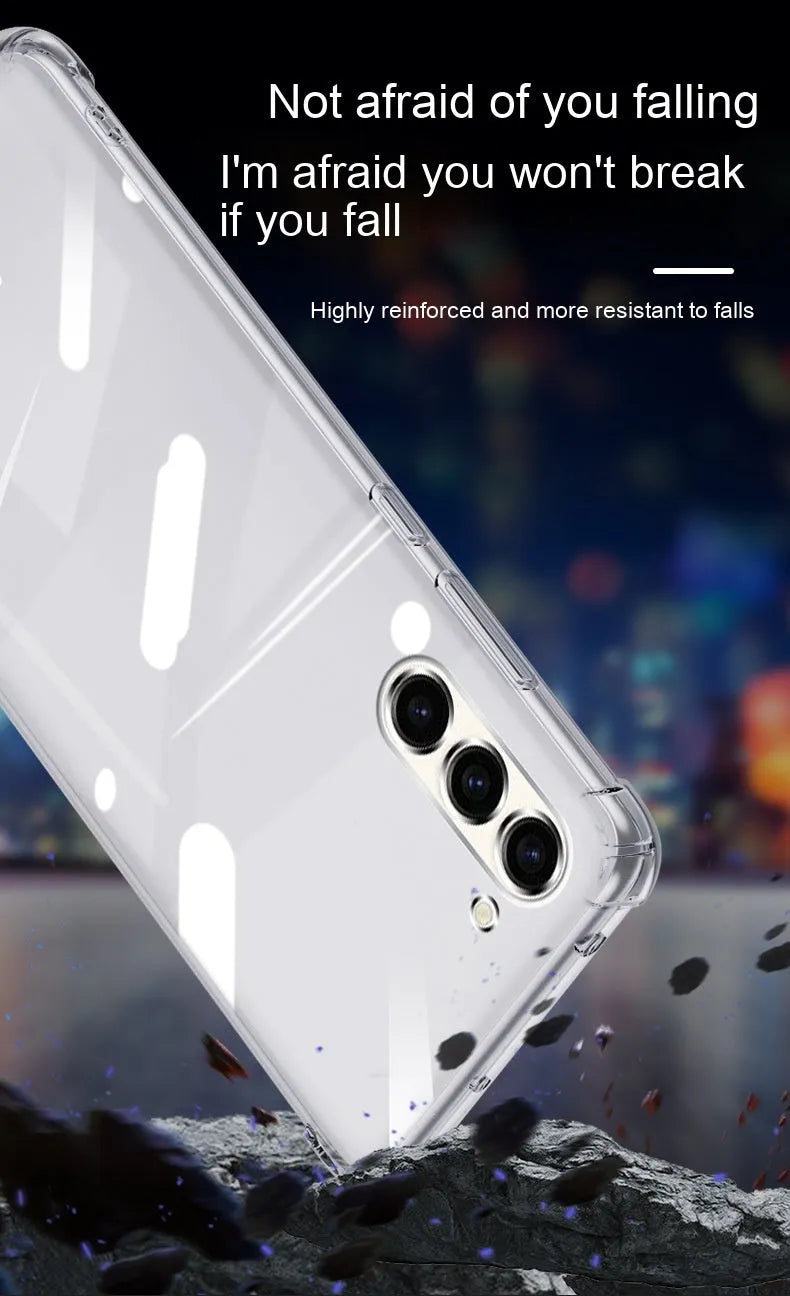 Transparent TPU phone case for Samsung Galaxy S23 with four-corner airbag protection