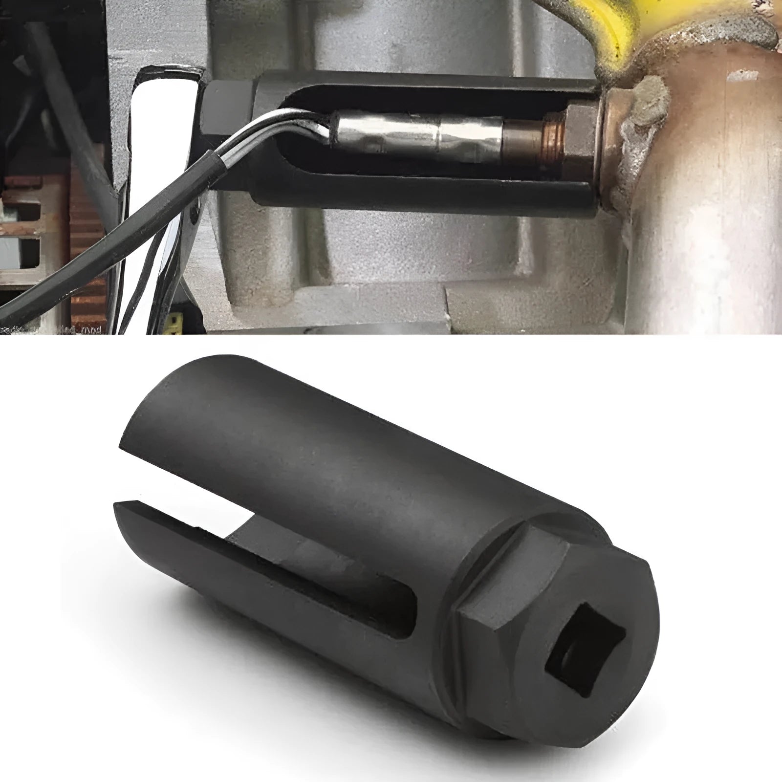 Black chromium vanadium steel oxygen sensor sleeve with 22mm diameter for Japanese style vehicles